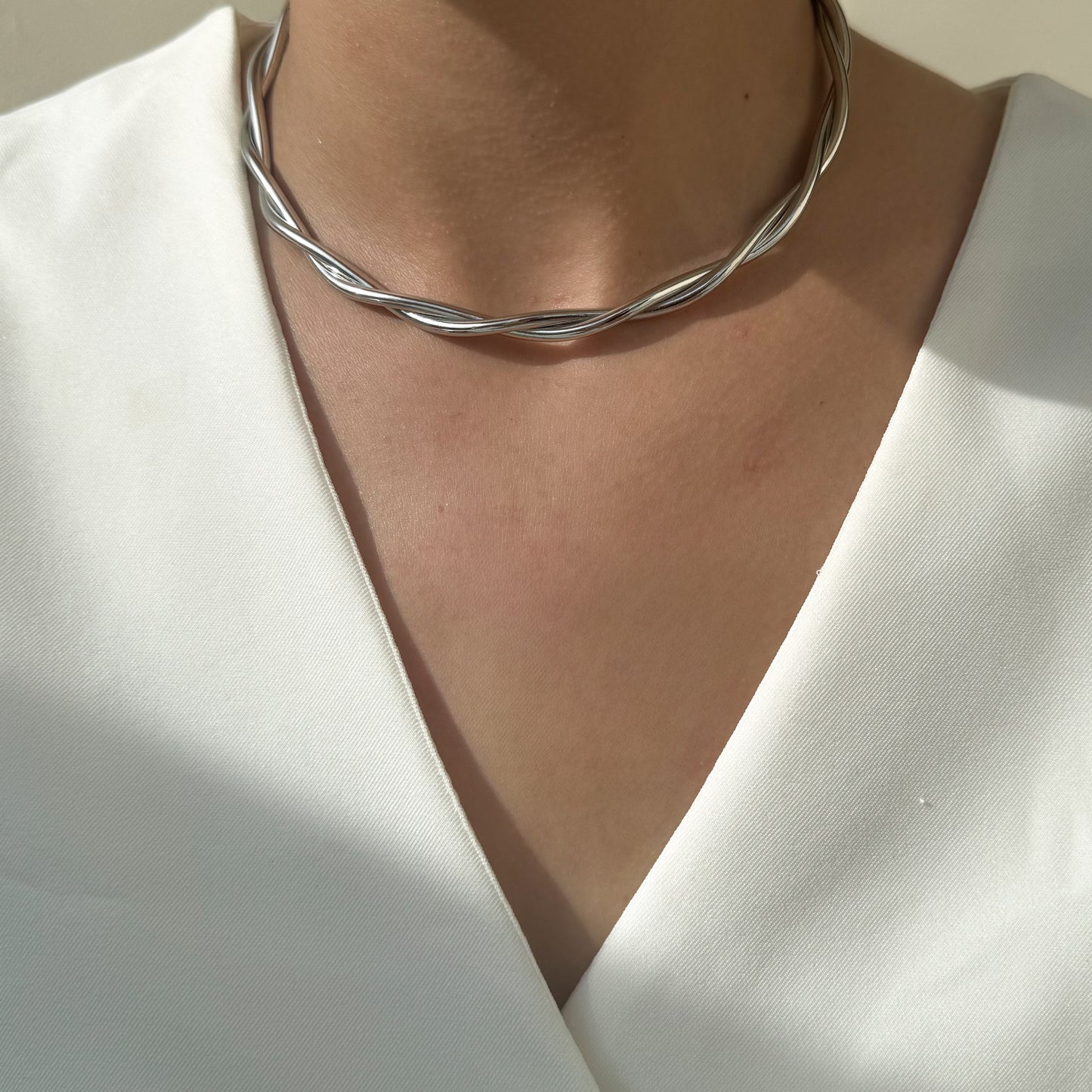 Choker Colar Entrelacé Prata